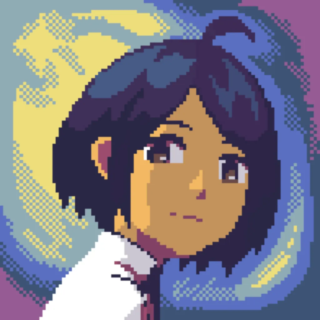Raya in front of a yellow moon in the A Space for the Unbound app icon