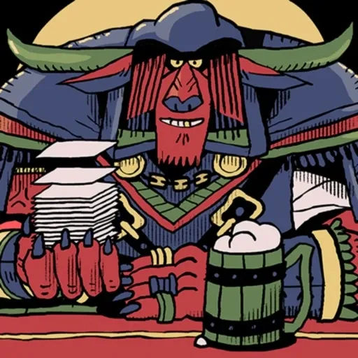 Card Crawl 2 app icon showing the horned tavern dealer holding cards beside a foaming mug