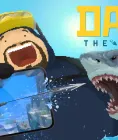 DAVE THE DIVER characters beside a shark and a phone showing underwater gameplay