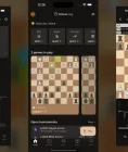 Lichess mobile puzzle, home, and chess analysis screens shown side by side