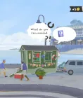 Tiny Bookshop mobile gameplay at the harbor with a customer asking for a book recommendation