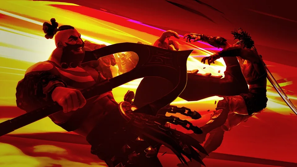 Sargon fighting Orod during a boss battle in Prince of Persia The Lost Crown